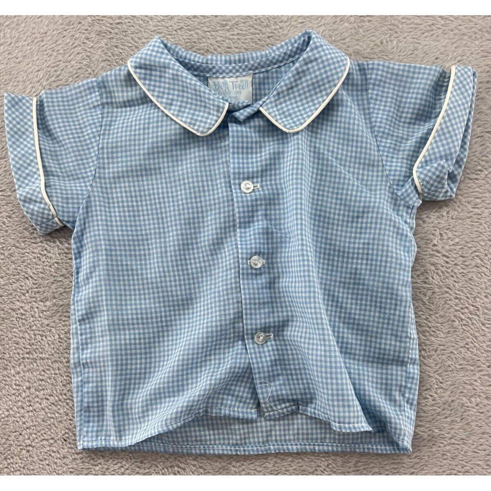 Betti Terrell by Johnston Blue Gingham Peter Pan Collar Shirt 12-18 Months